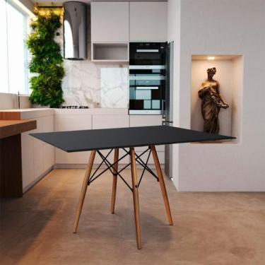 Imagem de Mesa de Jantar Retangular Eames Eiffel Preta 120x75cm Base Madeira - A