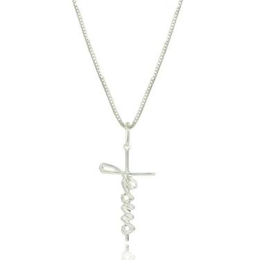 Imagem de Corrente Cordão Veneziana 70 cm  Pingente Jesus Cruz Grande - Lojas La