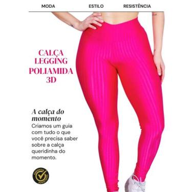 Imagem de 2 Calça Legging 3D Poliamida Básico Cintura Alta Grossa Fitness Academ
