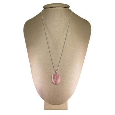 Imagem de Colar Prata 925 Diamantado Quartzo Rosa Medalha - P. Vecchio - Ponte V