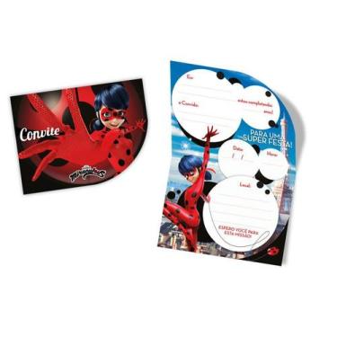 Imagem de Convite de Aniversário LadyBug Miraculous - 8 unidades - Regina Festas