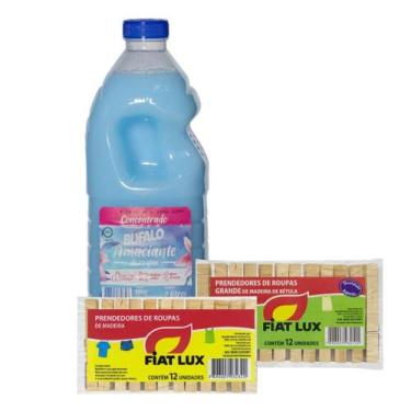 Imagem de Kit 1un Amaciante Bufalo 2L + Prendedor Roupa Pq + Prendedor Grande - 