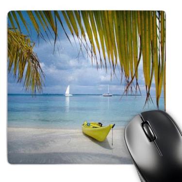 Imagem de 3drose Belize, Caiaque do mar do Caribe na praia de Cay da água do sul - Mousepad