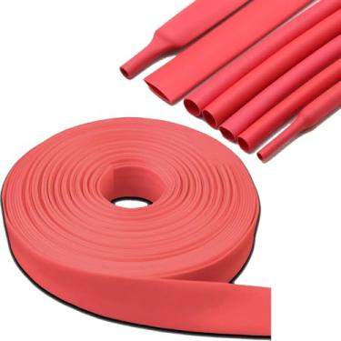 Imagem de Fio de tubulação termorretrátil 3:1 vermelho, 5 cm, 4 m, 3:1, revestido, adesivo, à prova d'água, conexões seguras, encolhimento rápido e retardador de chamas para isolamento de fios elétricos