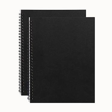 Imagem de DSTELIN Caderno espiral em branco, pacote com 2, capa macia, caderno de esboços, 50 páginas/25 folhas, 25 x 19 cm, 100 GSM, (preto)