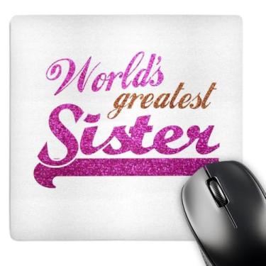 Imagem de 3dRose Mouse pad LLC 20 x 20 x 0,63 cm, texto rosa choque e dourado adequado para irmãs mais jovens ou grandes idosos (mp_151319_1)