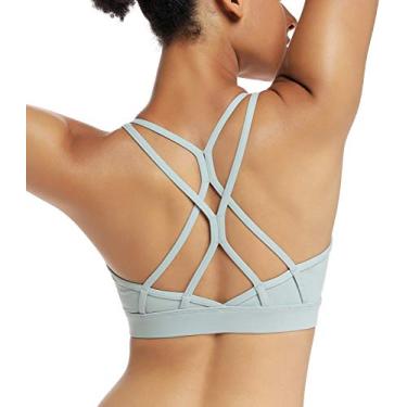 Imagem de RUNNING GIRL Sutiã esportivo feminino sexy cruzado nas costas com suporte leve para ioga com bojos removíveis, Verde, M