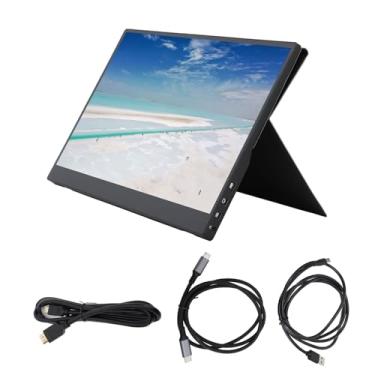 Imagem de Monitor portátil Vomeko, monitor para laptop, tela de jogos de computador USB de 15,6 polegadas extensor de tela de laptop com capa de couro PU para escritório de viagens em casa