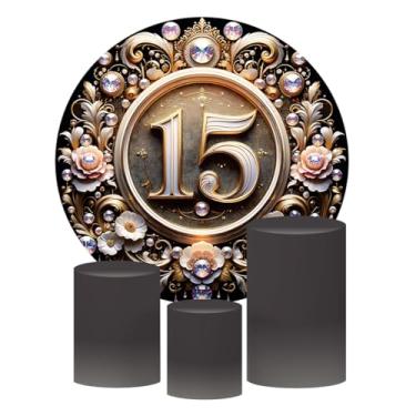 Imagem de Kit 4 Capas Decorativas Para Festa de 15 Anos Sublimado Várias Estampas - Tecido Premium - Para Festas, Eventos e Datas Comemorativas. (Preto)