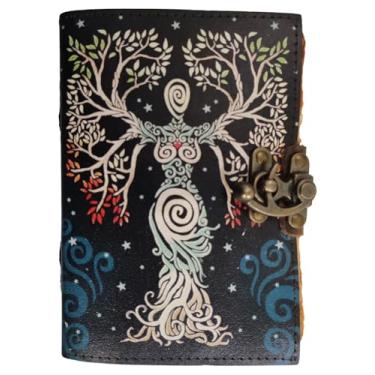 Imagem de Purpledip Diário diário de couro com design impresso 'Jungle Queen': papel de algodão feito à mão sem árvores com bordas enfeitadas em acabamento antigo, cadeado vintage, 18 x 12 polegadas, 188