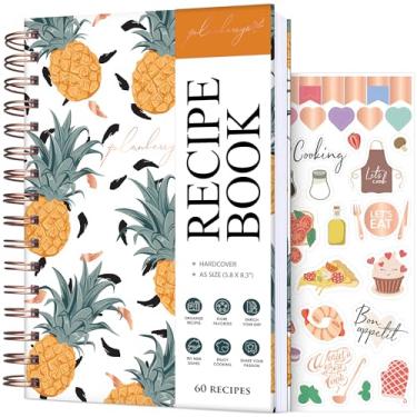 Imagem de PLANBERRY Recipe Book – Blank Hardcover Cookbook to Write In Your Own Recipes – Empty Cook Book Journal to Fill In – Blank Family Recipe Notebook – 60 Recipes, 6.3”x8.4” (Pineapple)