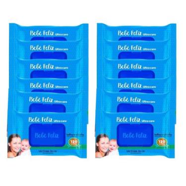 Imagem de Kit 12 Toalha Umidecida Bebê Feliz 120 Unidades  Ultra Care