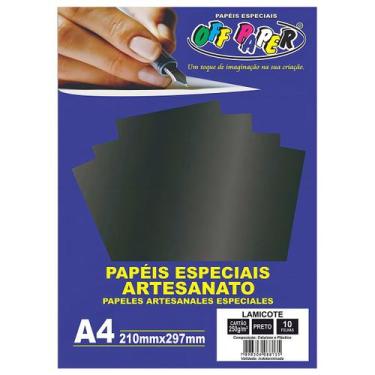 Imagem de Papel Lamicote A4 Especial Corte 10 Folhas 250g Off Paper,  Preto