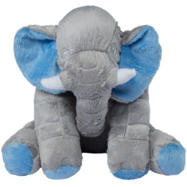 Imagem de Elefante de Pelúcia Antialérgico 45cm - Zig Zag, Cinza, Azul