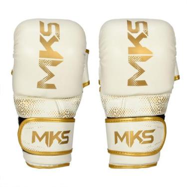 Imagem de Luva de MMA Sparring MKS Combat Gold Line, Branco, Dourado, G/GG
