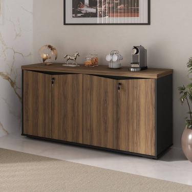 Imagem de Balcão para Escritório 4 Portas com Chaves Nogal/Preto