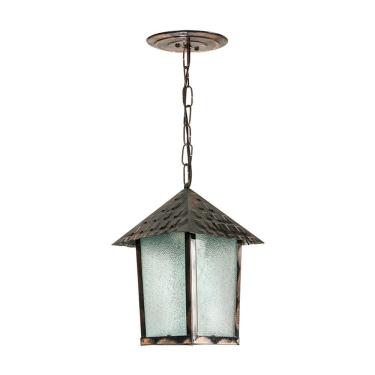 Imagem de Lustre Pendente Blumenau Colonial Quadrado Vidro Pontilhado Cobre E27 Bivolt