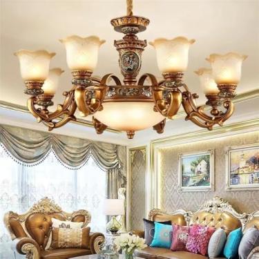 Imagem de Europeu Luxo Sala de Estar Lâmpada Pendente Americano Retro Restaurante Quarto Villa Hotel Roupa Salão de Beleza Café Lustre (K B 8 luzes)