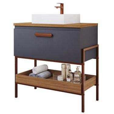 Imagem de Gabinete de Banheiro Portinari com Duna 60cm Titanium/Freijo - MGM