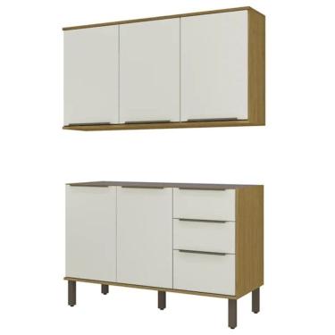 Imagem de Armario Aereo 3 PT E Balcao Pia 120 cm Vera Marrocos Off White MXM