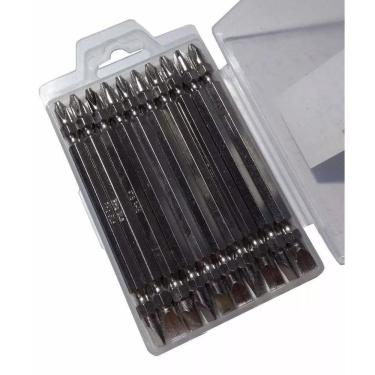 Imagem de Kit Jogo Bits Ponteira Philips e Fenda Longa Ph2 110mm Aço