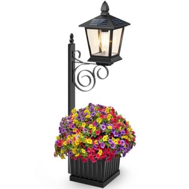 Imagem de TOWPONICS Vasos De Flores Para Áreas Externas 2 Em 1, Poste Luz Solar Com Plantador Externas, Luzes Plantio Autônomas/Montadas Na Parede, Decoração À Prova D'Água Pátio, Luminárias Chão Jardim, Quin