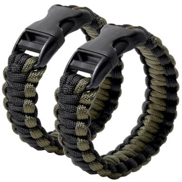 Imagem de Jewever 2 pulseiras masculinas de sobrevivência paracord corda de poliéster trançado para emergências ao ar livre para homens e mulheres, 7.5, Poliéster, Sem Pedra Preciosa