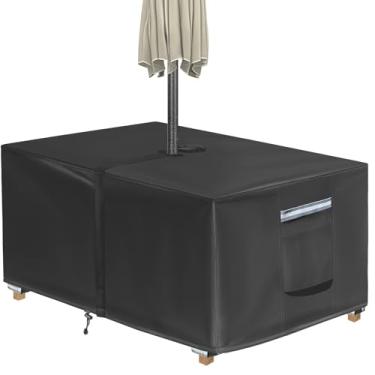Imagem de TOHONFOO Capa Retangular Para Mesa De Pátio Com Furo Guarda-Chuva - 152 Cm C X 89 L 71 A (Tamanho Da Capa, Não Tamanho Mesa) Capas Resistentes À Prova D'Água Móveis Jardim E Gramado Externo Em Tecid