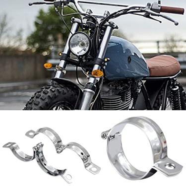 Imagem de 2 peças prata 55 mm/2,1 polegadas kit de montagem de luz de seta para motocicleta - braçadeira de tubo de metal para orifício de 10 mm, serve para tubos de 52-60 mm, resistente à chuva, borracha