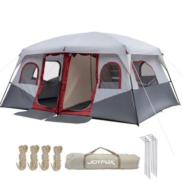 Imagem de JOYFOX Barraca Camping Família Acampamento 8 10 Pessoas com Grande Varanda, 2 Quartos 1 Sala de Estar, Tenda Família à Prova D'água (Vermelho)