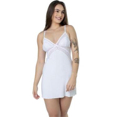 Imagem de Camisola Sensual Sexy Rendada Com Tule Transparente Sem Bojo - ALTIE, 