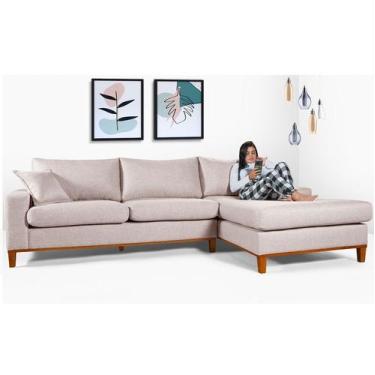 Imagem de Sofá California 4 Lugares Living Chaise Linho Lado Esquerdo - Essencia