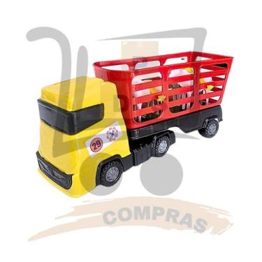 Imagem de Caminhão De Brinquedo Boiadeiro Com Animais Super Frotinha Articulado 