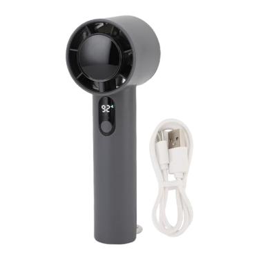 Imagem de Ventilador Portátil Portátil de Mão, Poderoso Ventilador de Turbo de Resfriamento Com 5 Velocidades, Baixo Ruído, Ventilador Digital Descetop Com Tela de Exibição e Alça (BLACK)