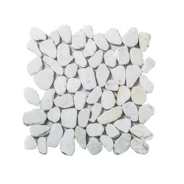 Imagem de Kit com 1m² de Pedra Natural Seixos Placa de 30cm X 30cm Glass Mosaic Branco