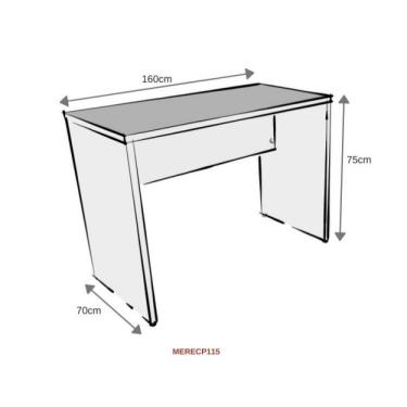 Imagem de Mesa Reta Corp 25mm 160cm Bramov Móveis Cinza Cristal