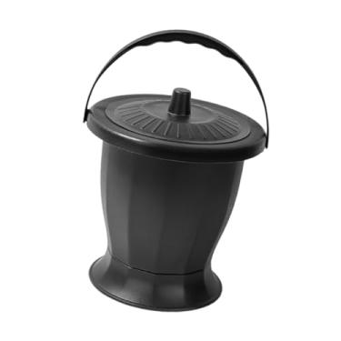 Imagem de ChuYiElegance Cuspideira com Tampa E Alça, Vaso Sanitário, Balde para Mictório, Bacia Portátil para Cama para Mulheres, Homens E Crianças, Tampa Preta