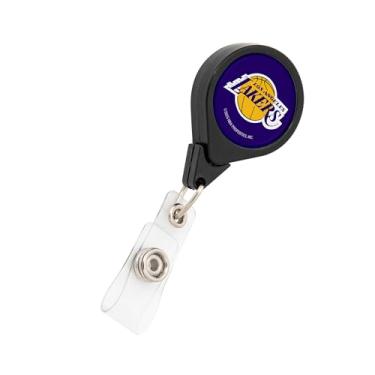 Imagem de Desert Cactus Porta-crachá retrátil LA Lakers Los Angeles NBA ID carretel com clipe de bilhete para cordão, trabalho, escola e escritório (Design B)