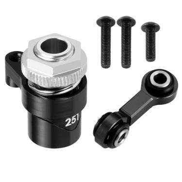 Imagem de BRKRC Braço servo economizador de alumínio 7075 RC 25T com elo de arrasto de direção para Tra-xxas 1/16 Mini Maxx 2S 1/10 4WD Ford GT 4-TEC 2.0 3.0 RC Car Upgrade (preto)
