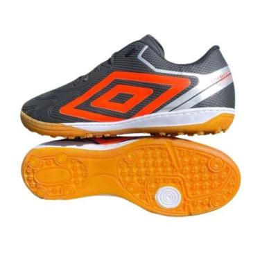 Imagem de Chuteira FUTSAL Bump Preto/Laranja Quadra/Salâo sintetico Solado costu