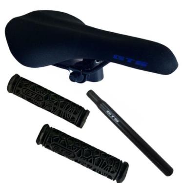 Imagem de Kit GTS Selim Neoprene Preto/Azul + Par Manoplas + Canote