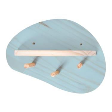 Imagem de Prateleira de Madeira Organic Com Cabideiro Azul