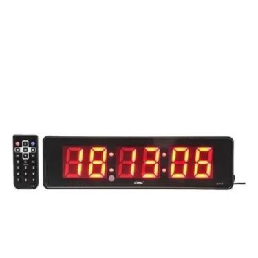 Imagem de Cronometro Relógio Led Digital Parede Mesa C/ Controle - Dimenssões 9,
