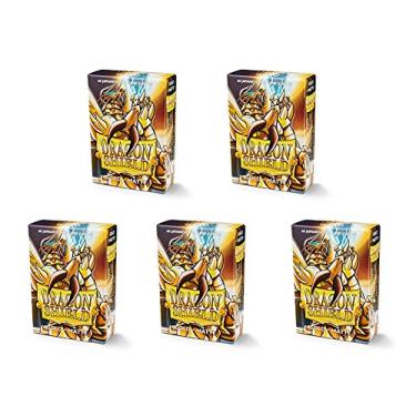 Imagem de 5 Packs Dragon Shield Matte Mini Japanese Gold 60 ct Card Sleeves Value Bundle!