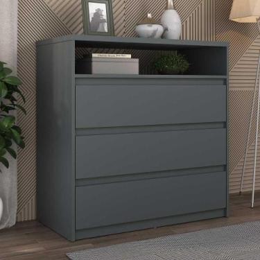 Imagem de Cômoda Quarto 91,5cm x 90cm com 3 Gavetas e Nicho 100% MDF - Mambel Q,