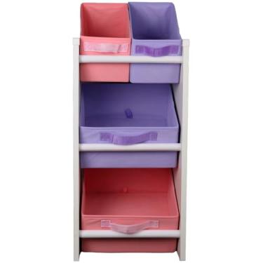 Imagem de Organizador de Brinquedos Infantil Mini Rosa e Lilás Montessoriano Organibox