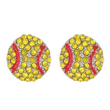 Imagem de Brincos femininos de bola esportiva de cristal de vôlei, futebol, basquete, beisebol, rúgbi, joias esportivas delicadas, ideais para o dia de jogo para fãs de esportes, acessórios de espírito de