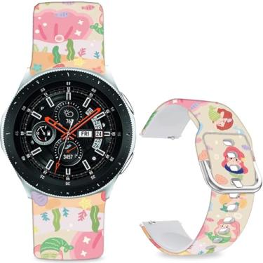 Imagem de Sjiangqiao Pulseiras estampadas com padrão compatíveis com Samsung Galaxy Watch de 46 mm/Watch 3 de 45 mm/Gear S3 Frontier/Classic/Pebble Time/V de silicone de 22 mm para homens e mulheres