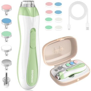 Imagem de Cortador elétrico de unhas para bebês ODIFORGOO com kit 15 em 1 verde