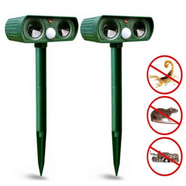 Imagem de Repelente Solar Kit 2 Uni Ultrassônico Espanta Animais e Pragas Ratos